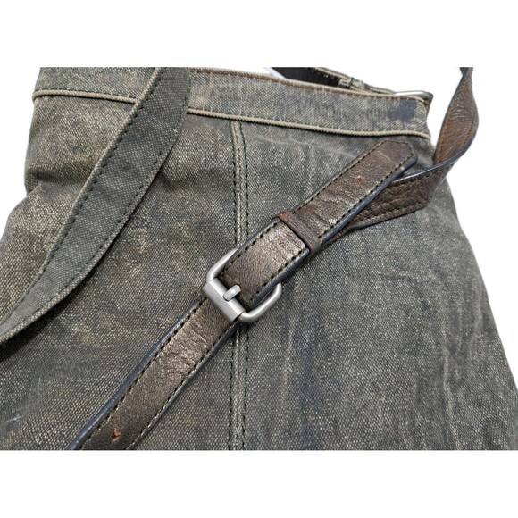 Mona B Cross City Crossbody Canvas Bag Distressed Y Zipper Credit Card Leather - Picture 5 of 7